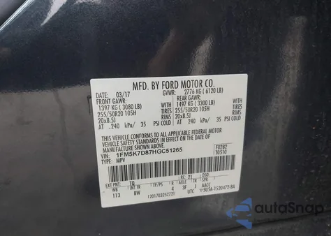 2017 Ford Explorer Xlt from USA, damaged, VIN 1FM5K7D87HGC51265